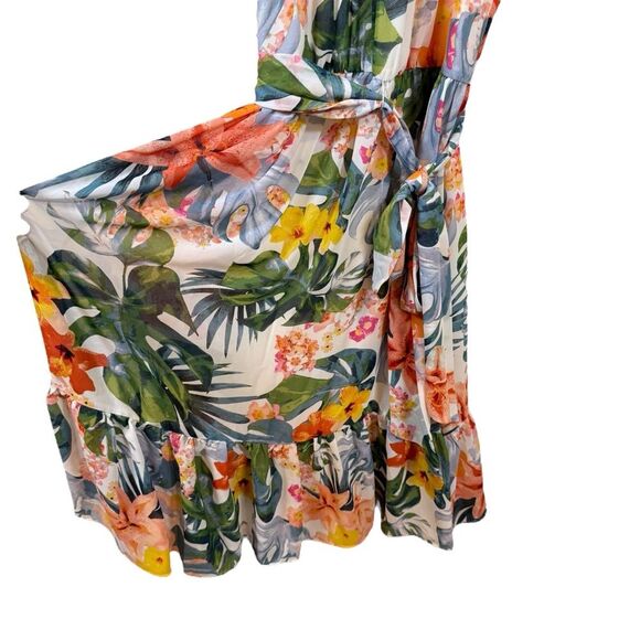 NWT Eliza J Floral High Neck Sleeveless Dress With Belt Size 12 MSRP $148 - Picture 3 of 10